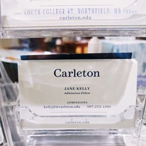 photo of business cards with Jane's contact information