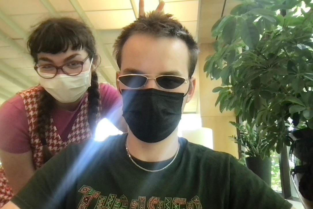 two students at the libe