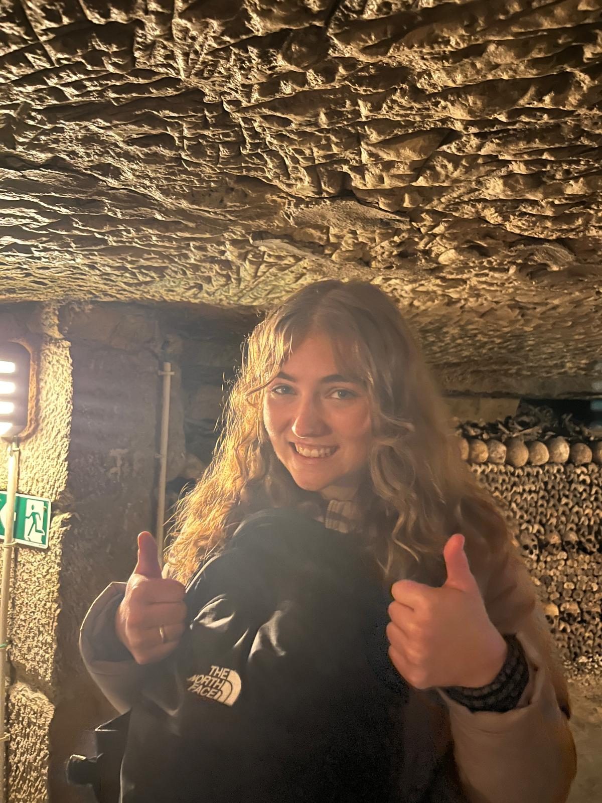 thumbs up in the catacombs
