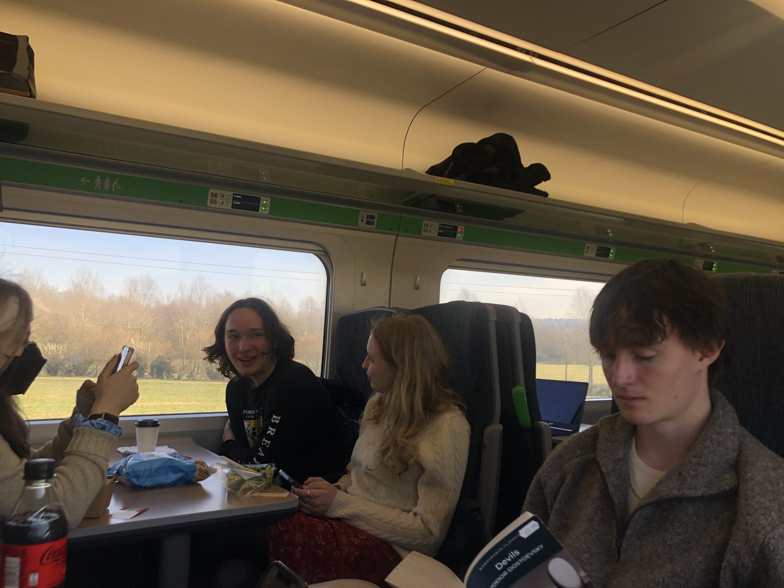 Students on a train 