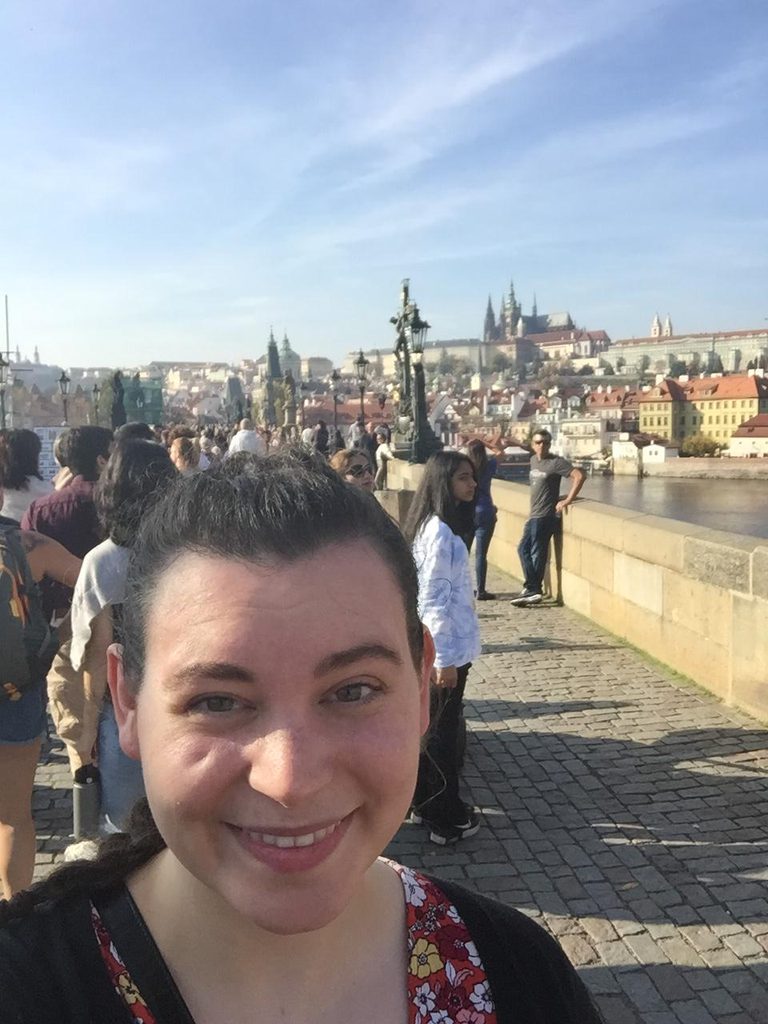 Aleia takes a photo in Prague with her iPhone 8.