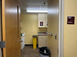 A doorway into one of Watson Hall's kitchens