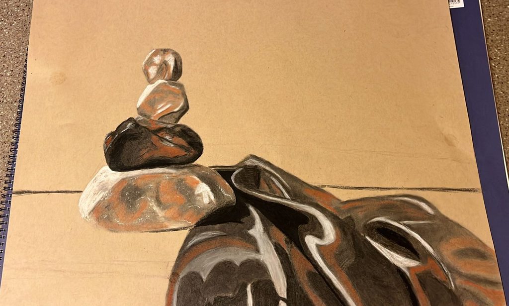 Drawing of stones and fabric