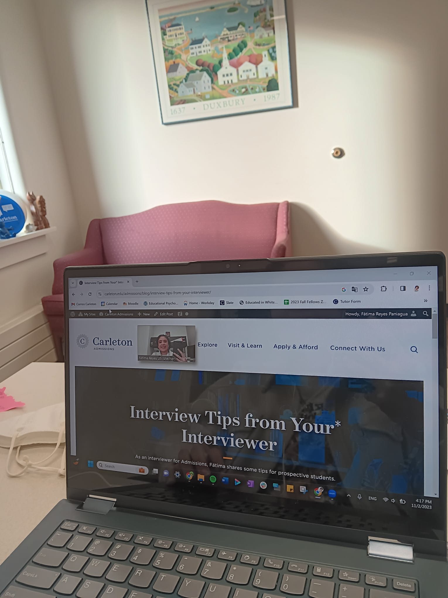 A verticle capture of a laptop opened to one of the author's other Admissions Blog posts.