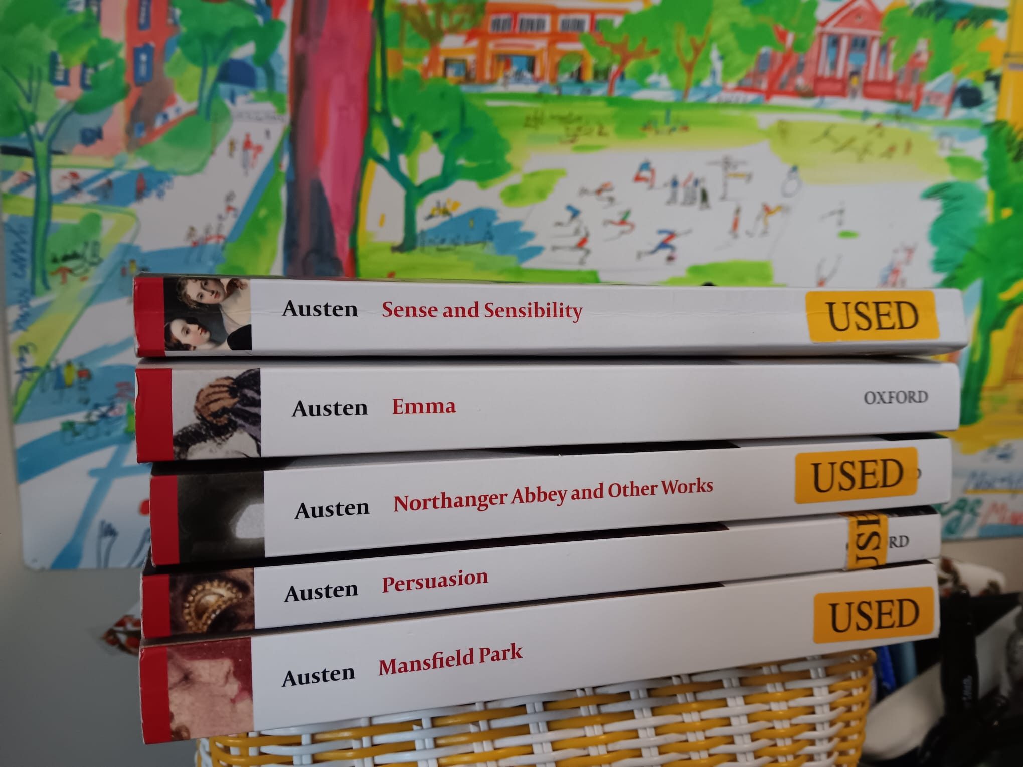 A stack of Jane Austen books.