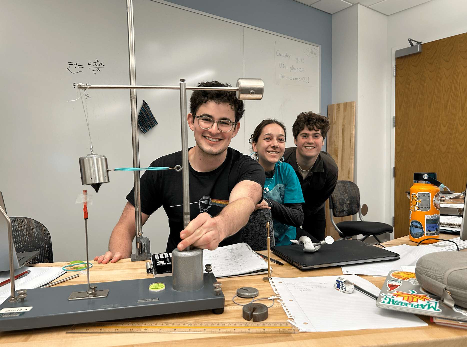 students in physics lab
