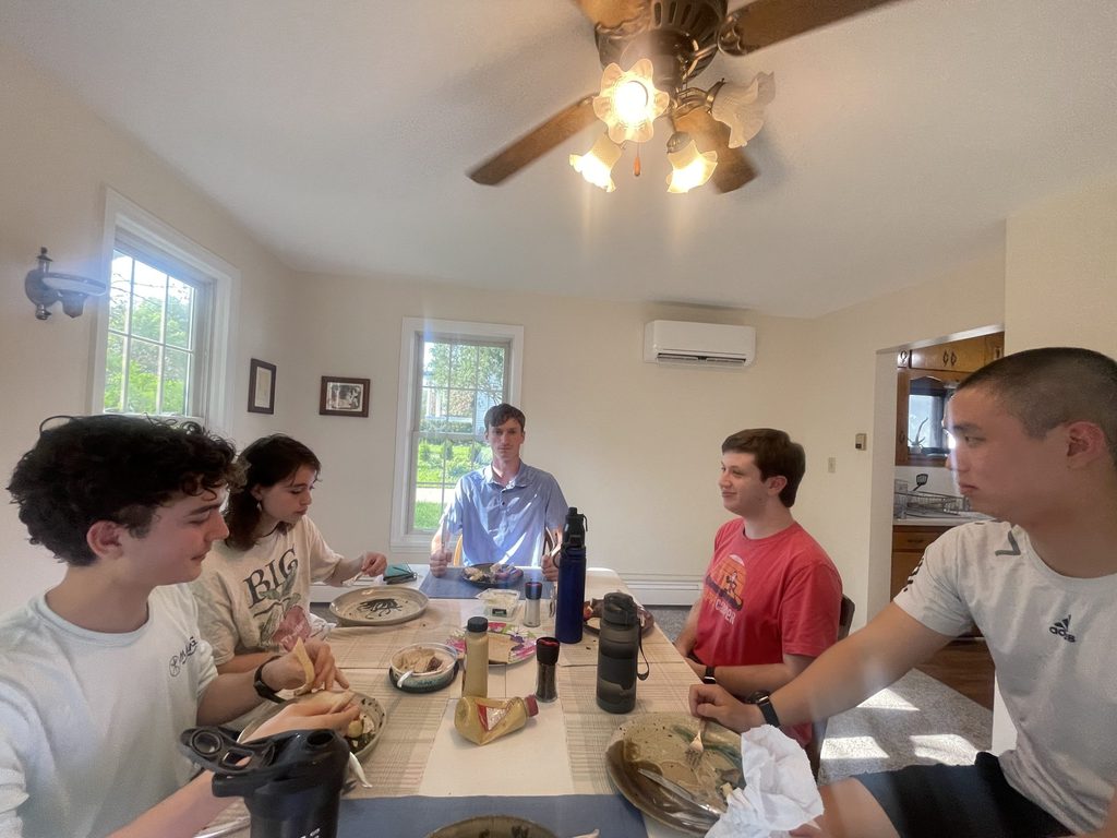 5 people eating dinner