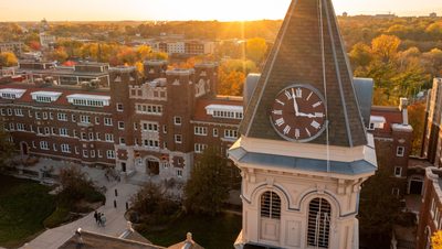 View of Willis hall at sunset