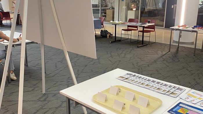 A poster presentation set up 