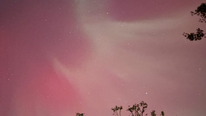 Northern lights with red and green colors
