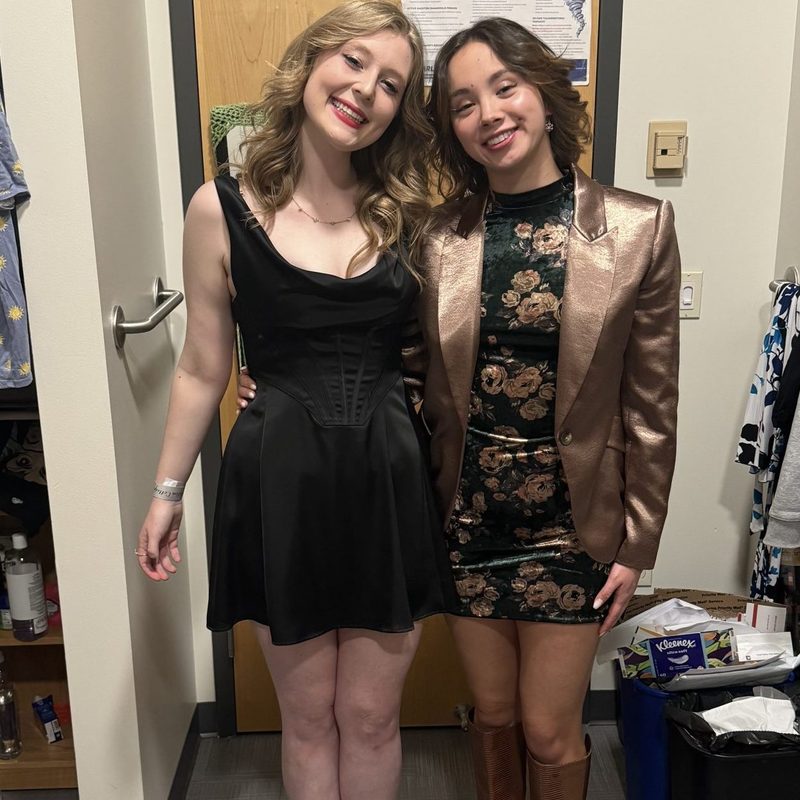 Two girls smiling 