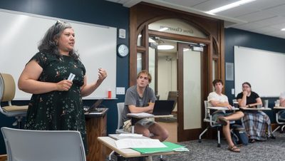 Professor teaching class