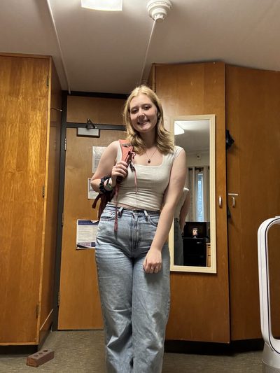 a girl with a backpack