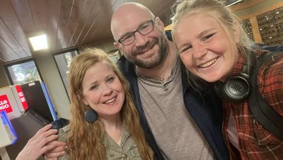 selfie of student with parents