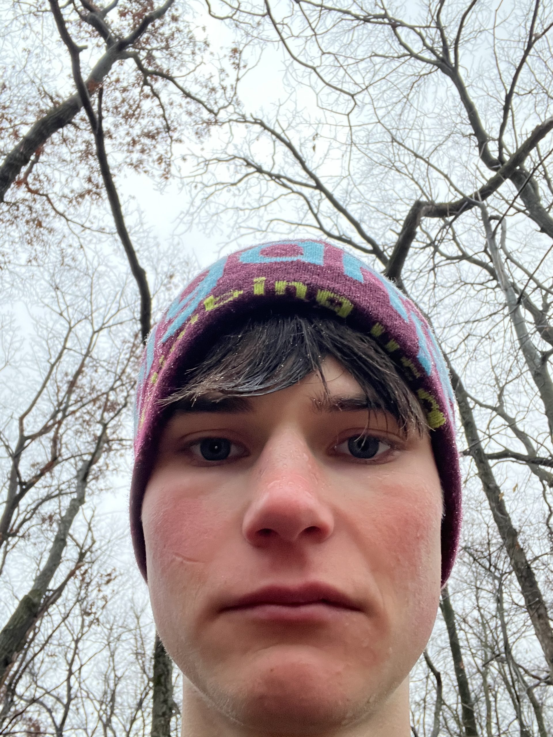 Person on run in the rain