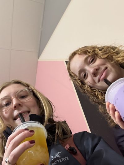 Two girls with boba