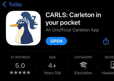 Screenshot of the Carls App download page on the App Store