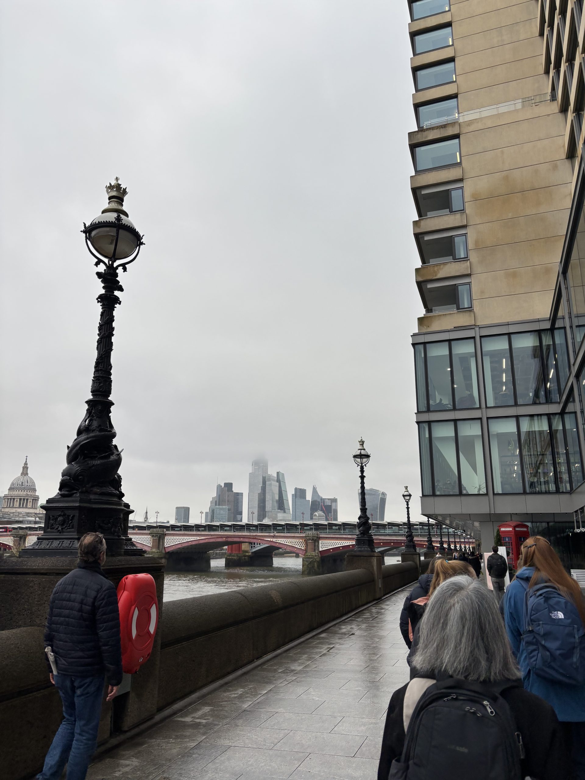 Students on a walking tour in London