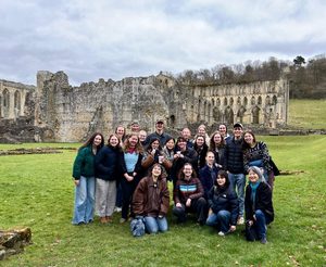 The entire Living London group in front of Rievaulx Abbey