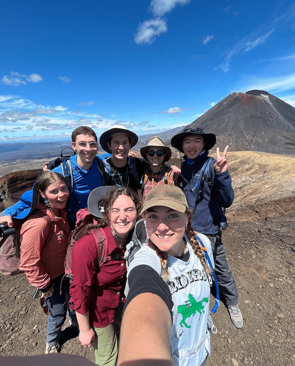people by a volcano