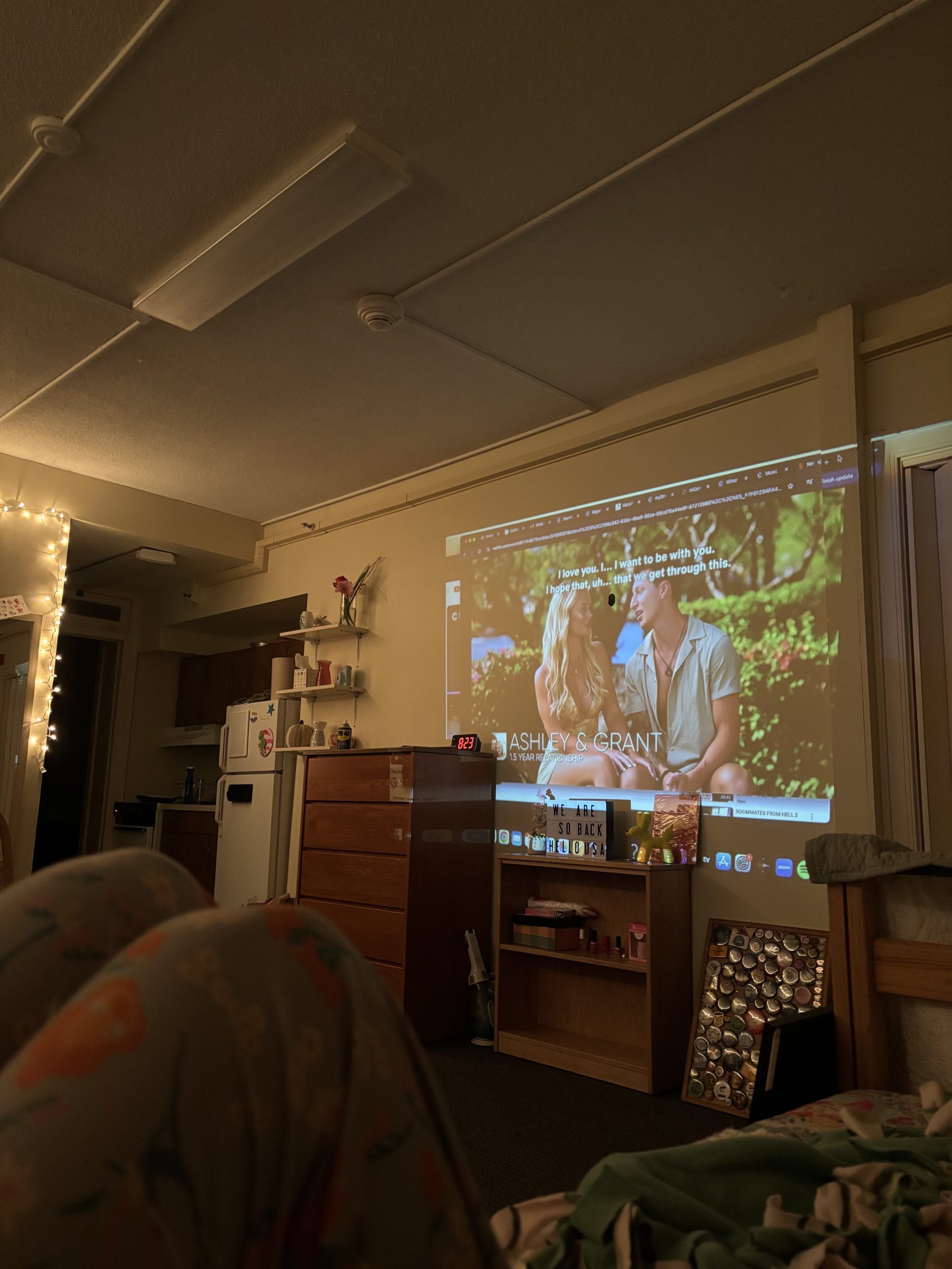 A projection on the wall for movie night