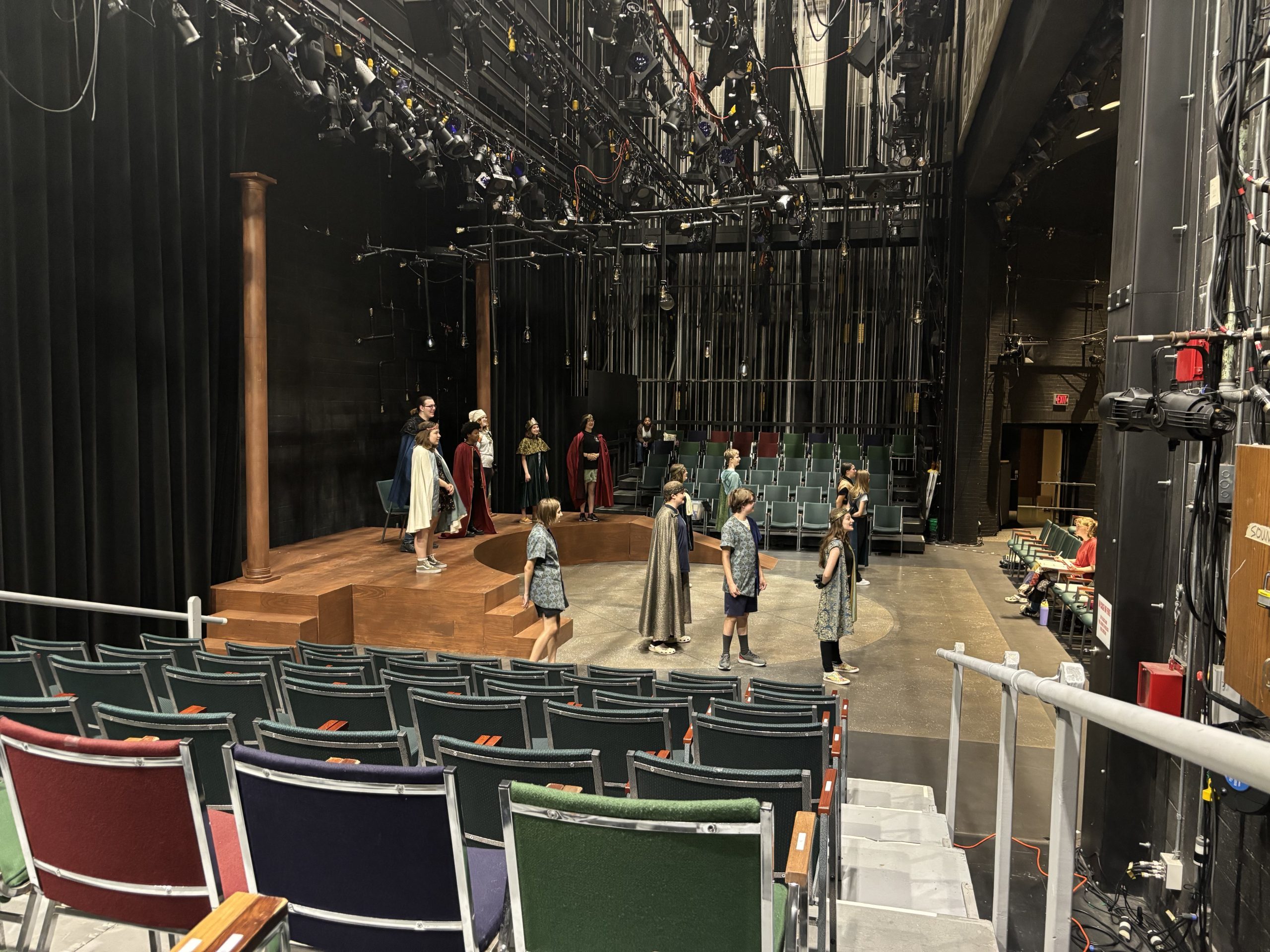 Students on a stage