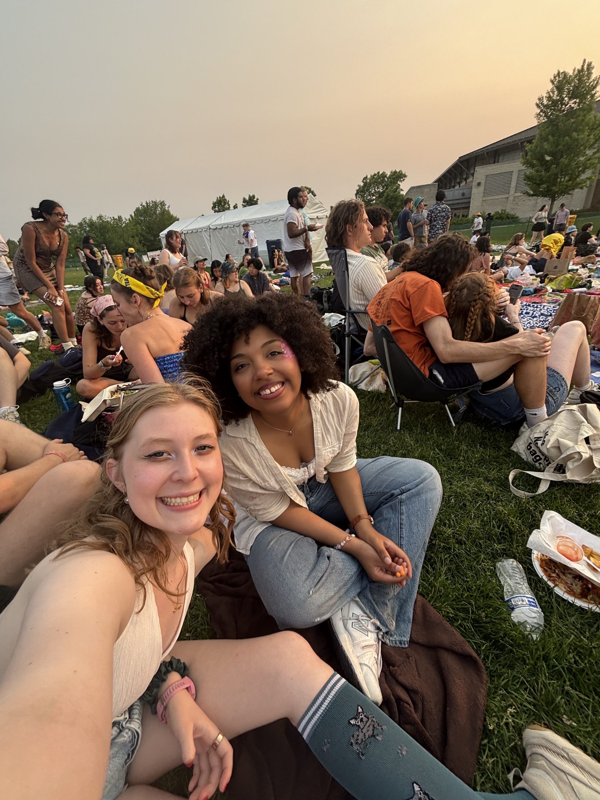 Two girls smiling at the camera