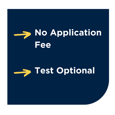 no application fee and test optional