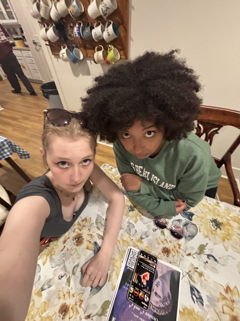Two girls looking at the camera