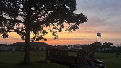 A sunset behind the Rec