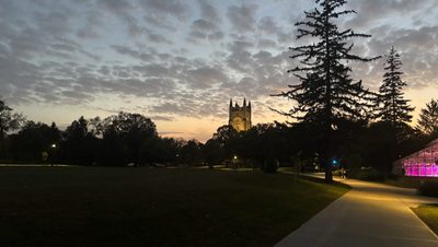 Sunset over the chapel