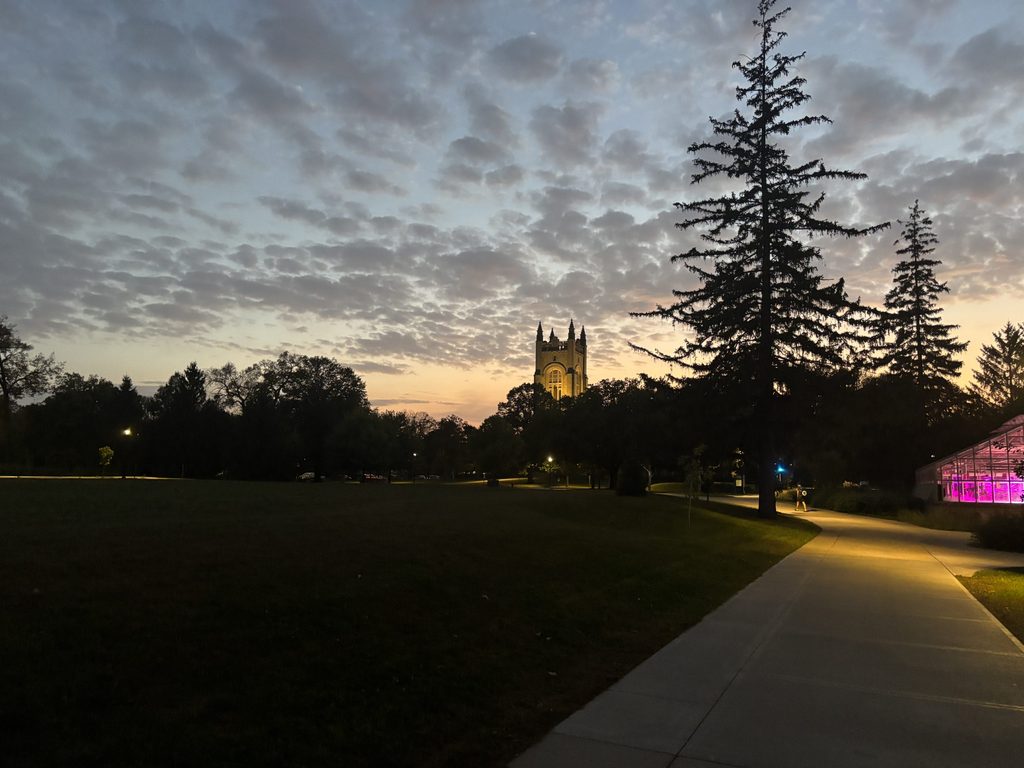 Sunset over the chapel