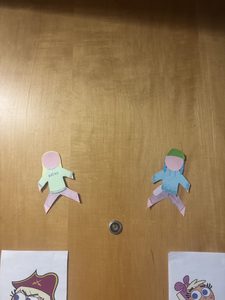 Two door signs of two girls 