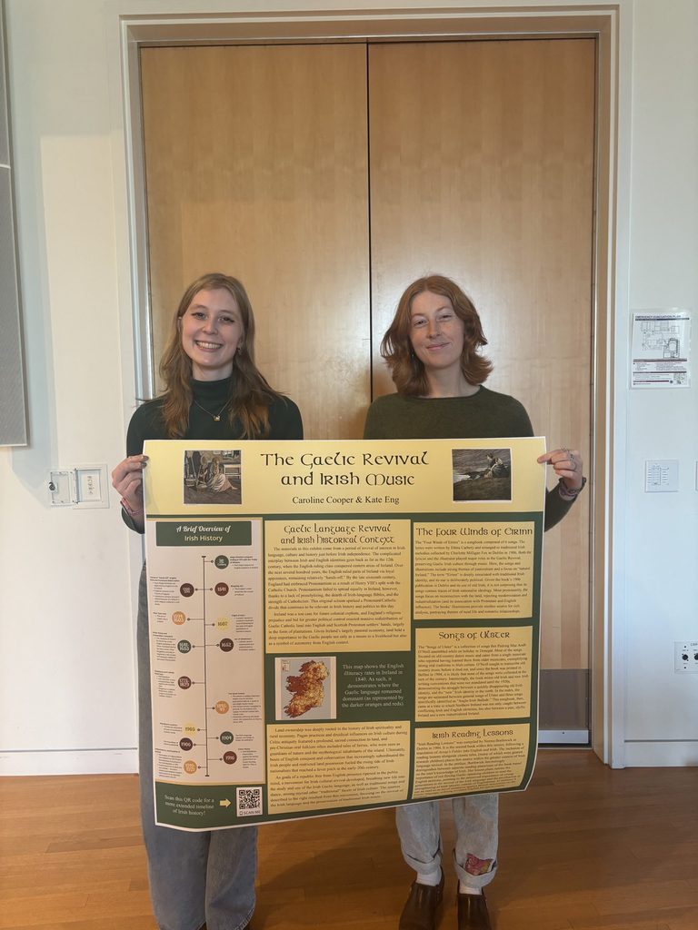 Two students holding up a poster