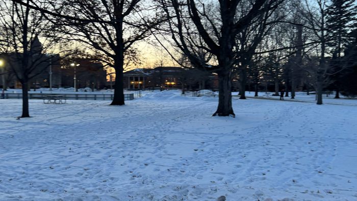 Campus in the snow