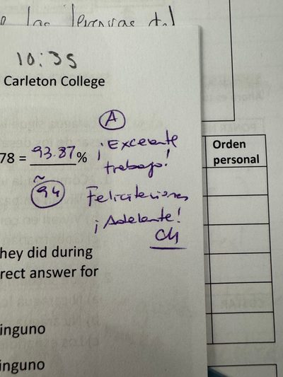 A graded test with positive feedback