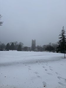 The chapel on a snowy day