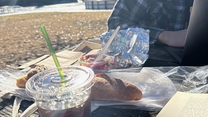 Some friends and I took advantage of a particularly nice February afternoon with a classic Bald Spot picnic!