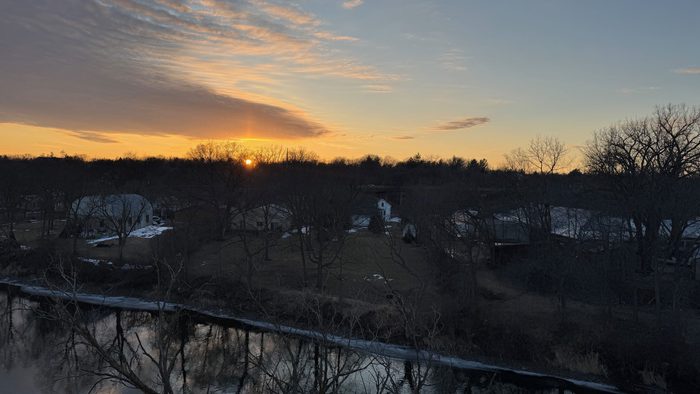A sunset over a river