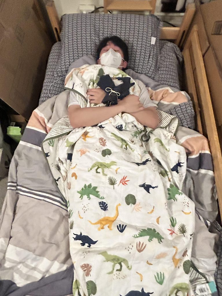 Stefan with his Dino Blankie