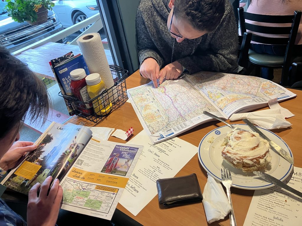 looking over maps