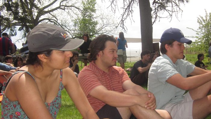 People watching an outdoor concert