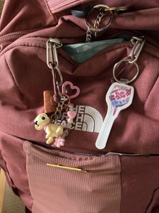 a keychain on a backpack