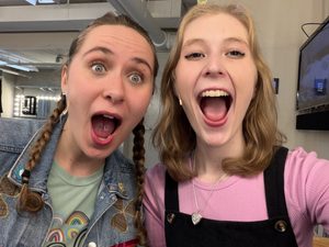 Two girls smiling