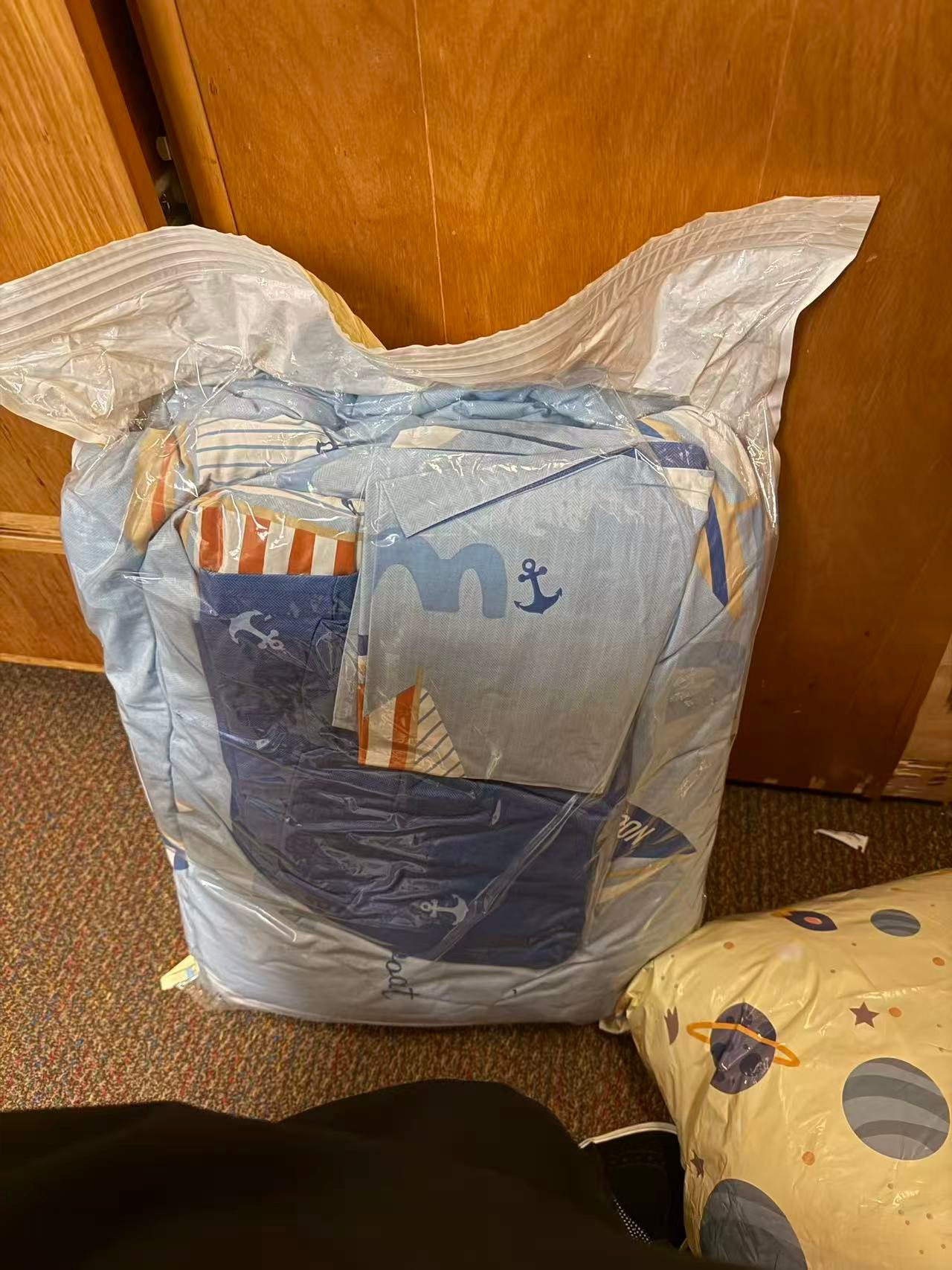 The bedroll in vacuum bag
