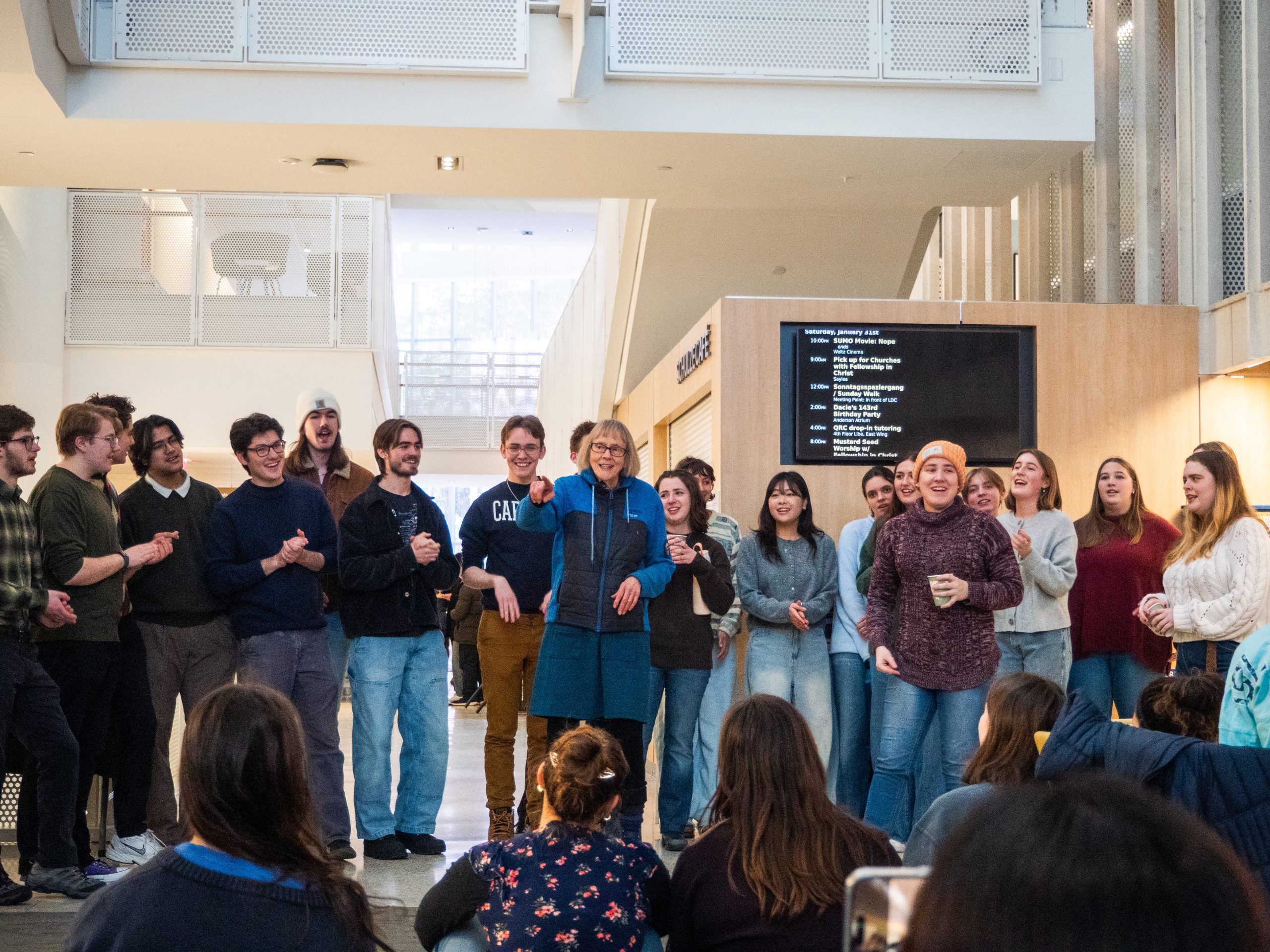 group of people singing