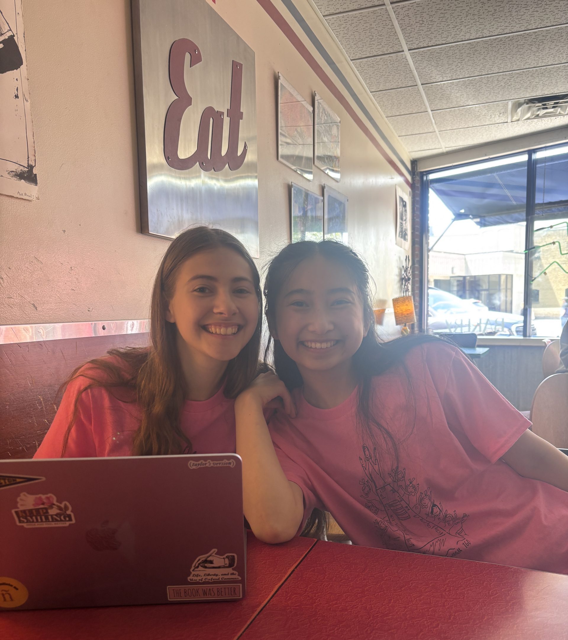 Two girls at a coffee shop