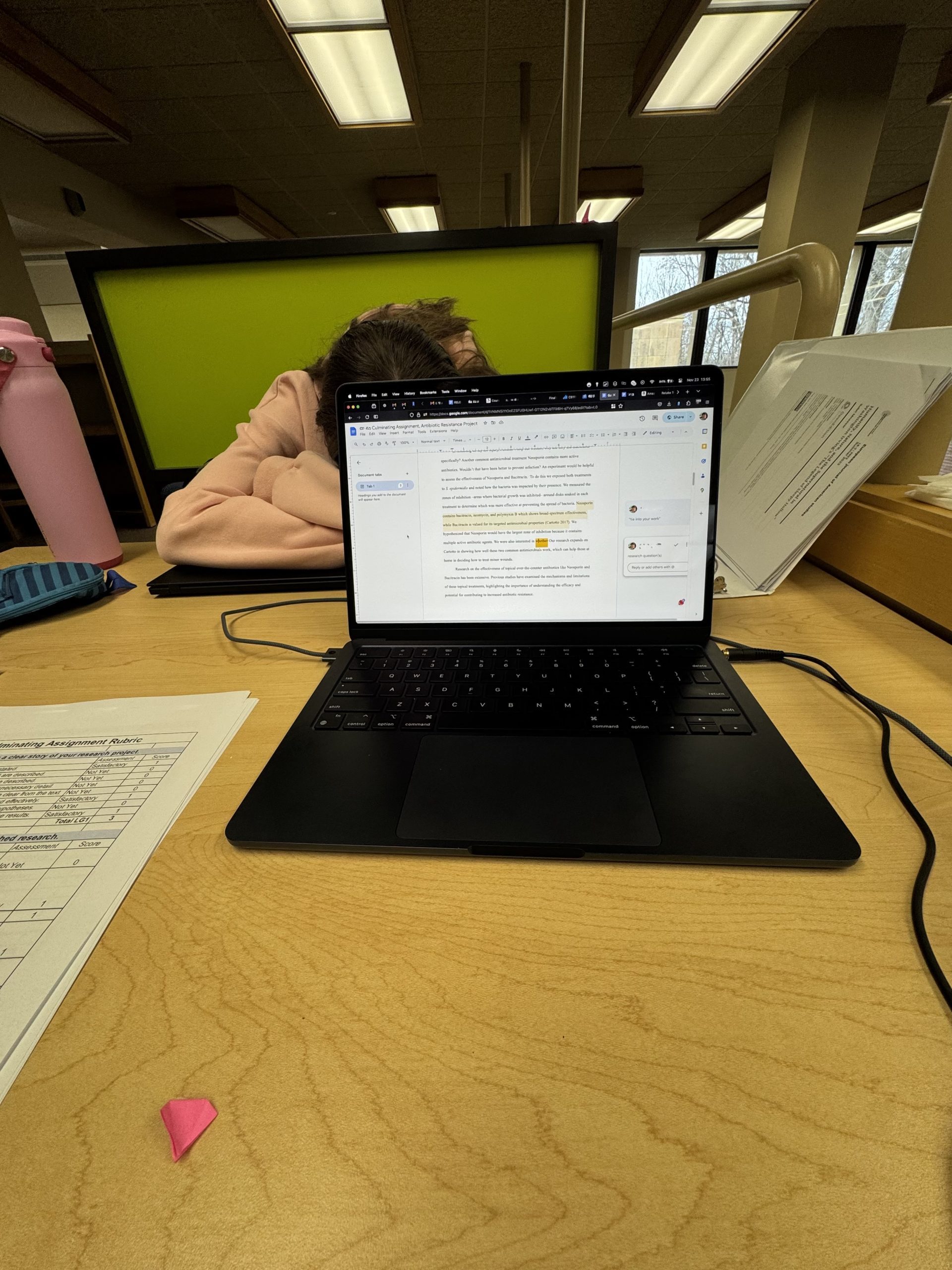 sleeping in library