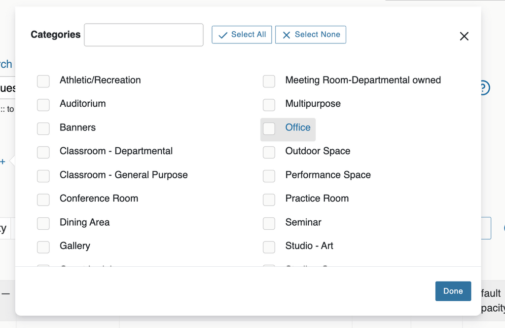 Under the Search bar, find the filter options, from left to right: Cabinets, Organizations, Types, Categories, Roles, States. Between the Search bar and the filters are the Reset, Save as, and Search buttons.