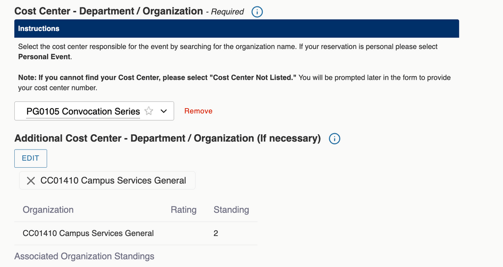alt text: For a more detailed cost center assignment, use the Additional Cost Center options for Organization.